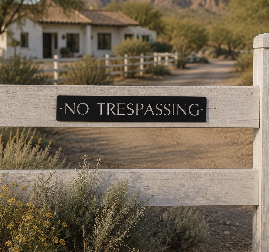 Metal No Trespassing sign in powder coat finish