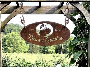 Oval METAL Flower GARDEN SIGN personalized, laser cut flower garden sign