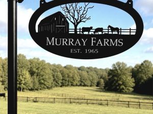 Metal Farm Sign, Barn, Cow, Horse, fence sign