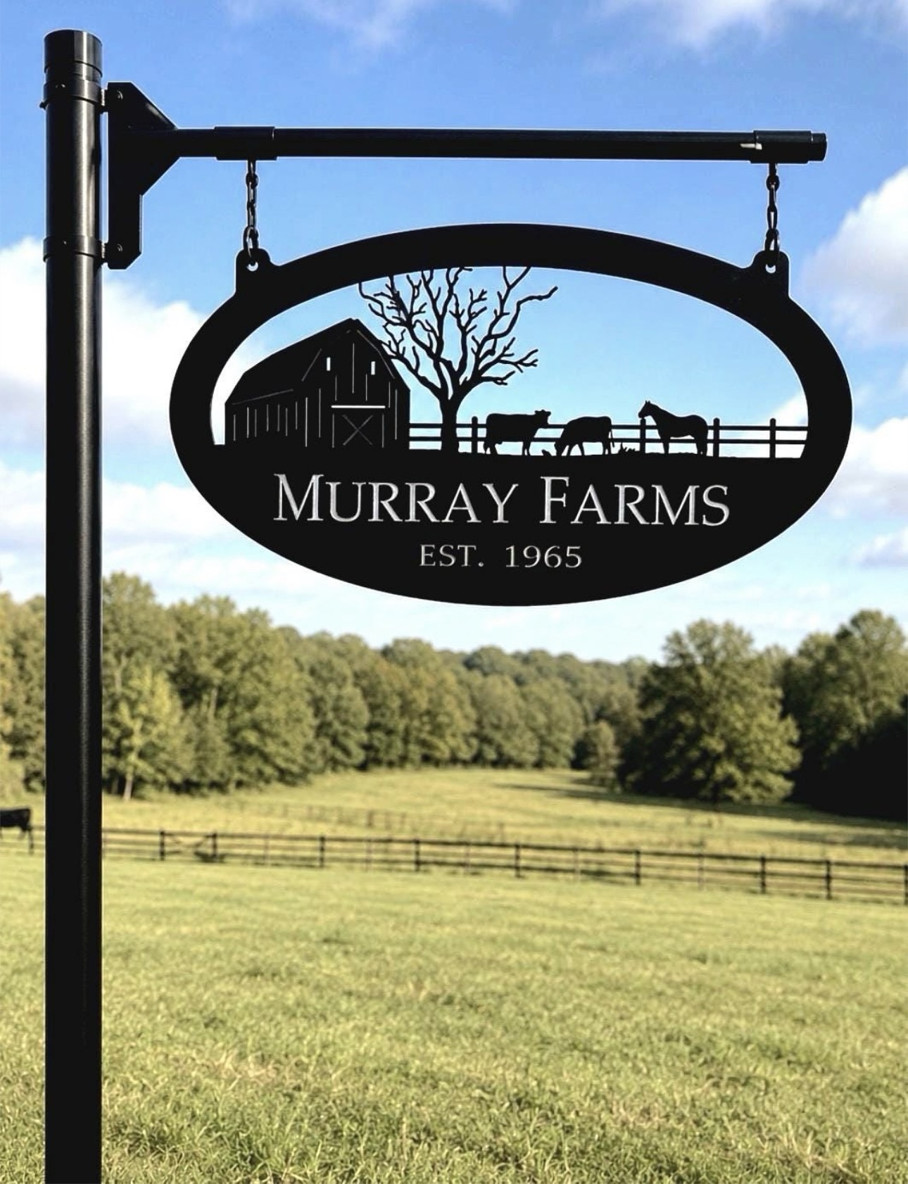 Metal Farm Sign, Barn, Cow, Horse, fence sign