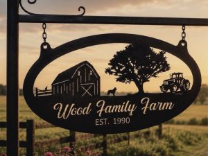Metal Farm Sign Barn Tractor Address sign Animal Name Farmer Personalized cow calf chicken tractor sign metal barn sign