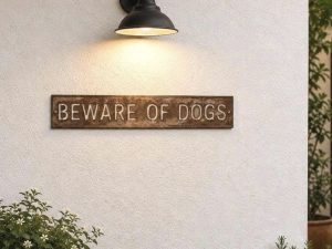 Metal Beware of Dogs sign
