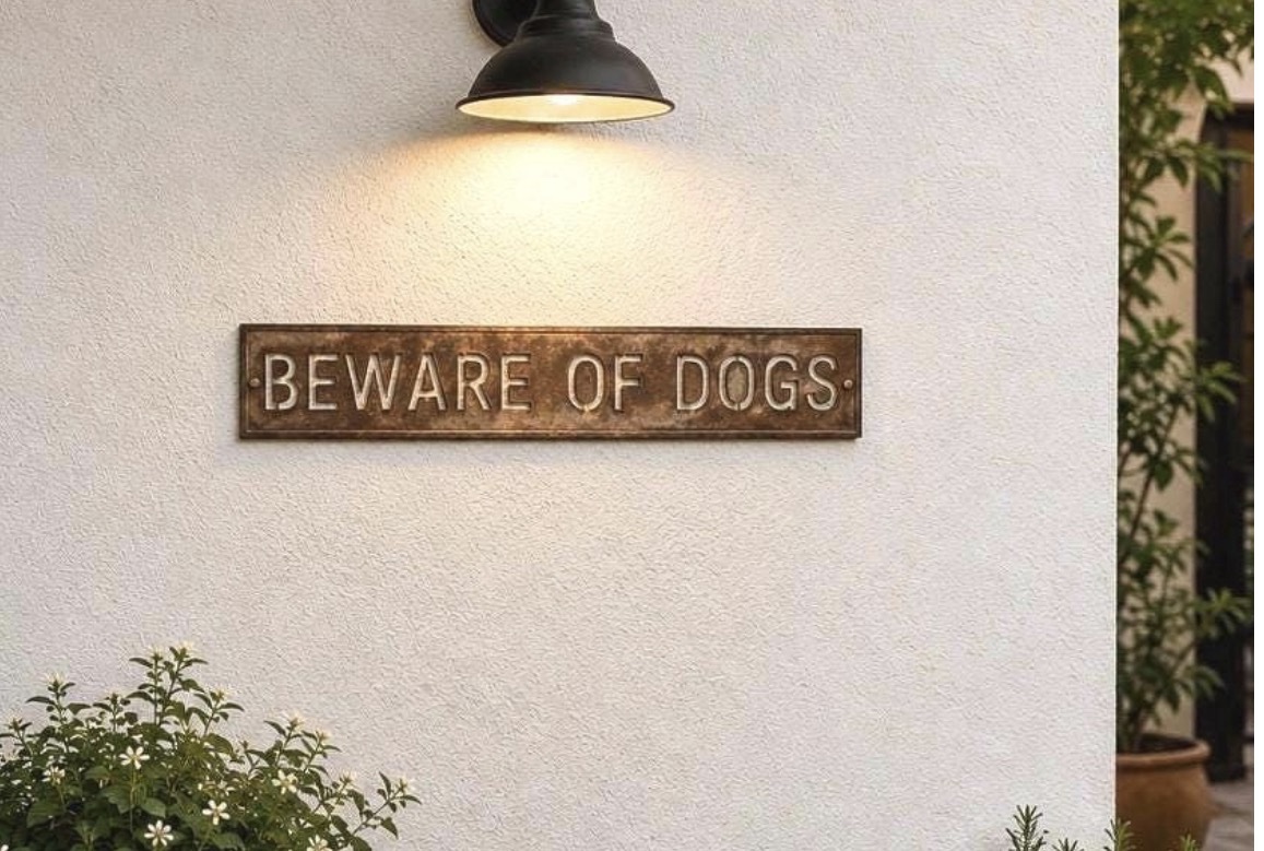 Metal Beware of Dogs sign