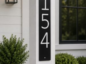 Metal House Number Modern Vertical Address Sign Custom Outdoor Plaque Modern Home Entrance Wall Mounted Door Marker Personalized