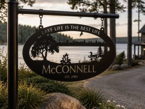 Metal lake Sign , camping lake sign ,  lake sign customized with your name