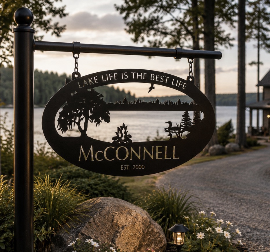 Metal lake Sign , camping lake sign , lake sign customized with your name
