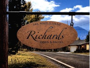 Metal Address Sign Custom House Number Plaque Personalized Name Oval Metal Family Sign Laser Cut Outdoor Entrance Rustic Farmhouse Sign