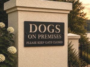 Dogs on Premises Metal Sign, customizable sign