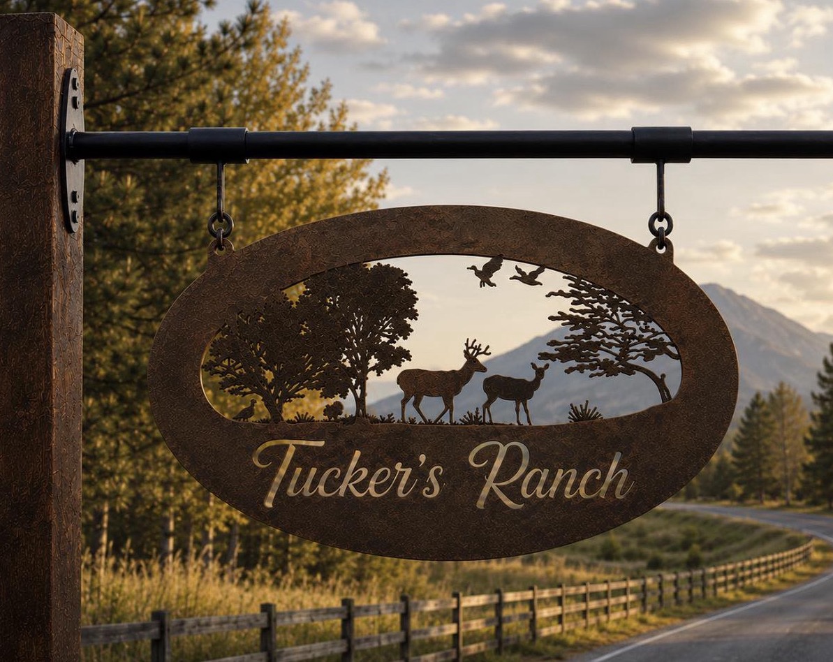 Metal Wildlife Sign Buck Turkey Hunter DeercDad Gift Personalized Name Custom Entrance Ranch Driveway Welcome Marker Rustic Cabin Outdoor Display - Image 2