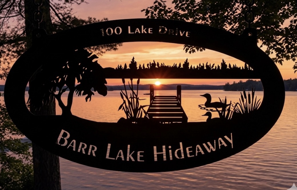 Metal lake sign fish dock address personalized lake cottage plaque customized name sign river sign - Image 3
