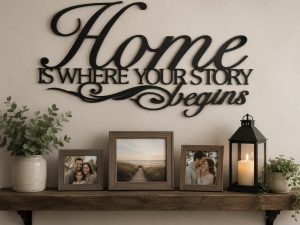 Metal Home is Where Your Story Begins wall art