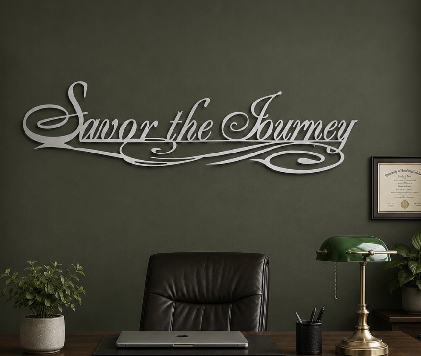 Metal wall words Savour the Journey