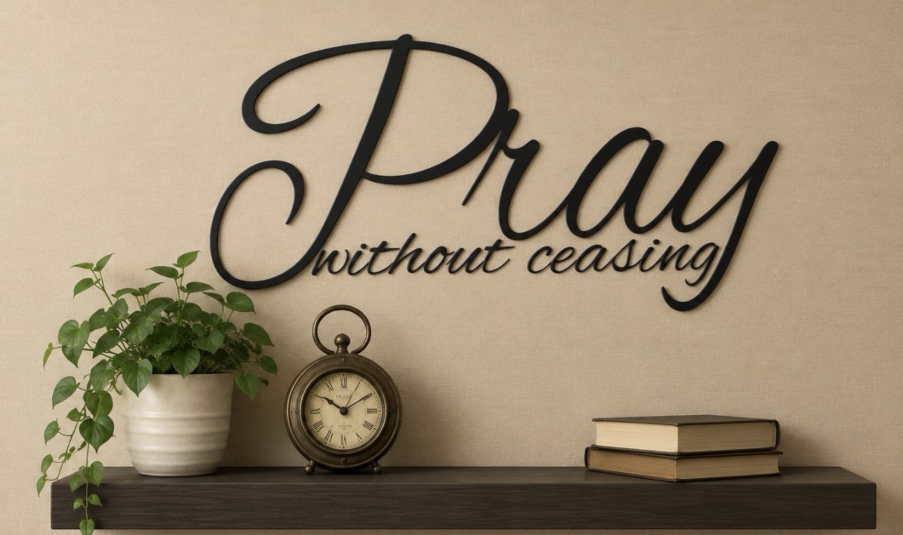 PRAY WITHOUT CEASING metal wall words - Image 2