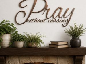 PRAY WITHOUT CEASING metal wall words