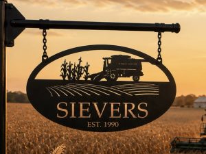 Metal COMBINE Sign Corn Harvest Plaque Address Combine Name Sign