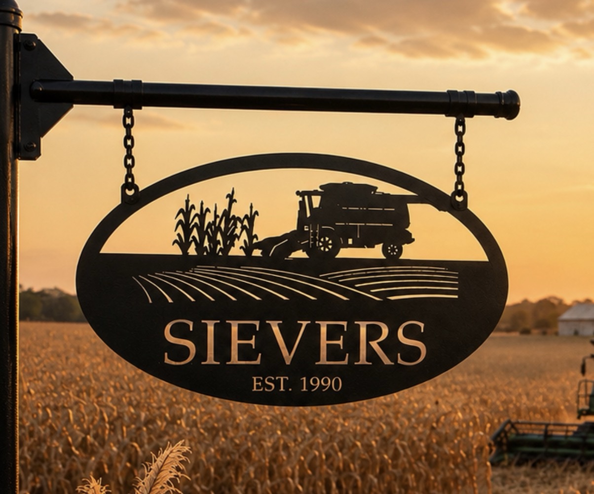 Metal COMBINE Sign Corn Harvest Plaque Address Combine Name Sign