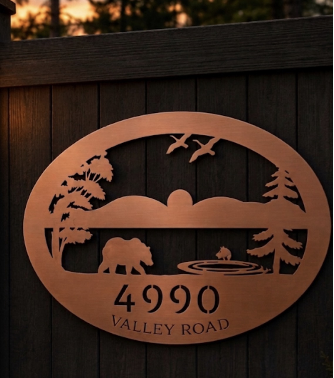 Laser cut cabin sign ,Metal WILDLIFE Sign, BEAR FISH Goose Lake sign - Image 7