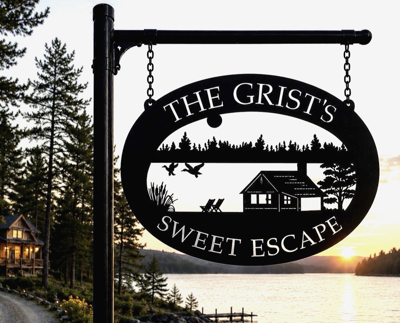 Metal Cabin lake sign ,fisherman cabin sign, laser cut cabin sign, lake house sign