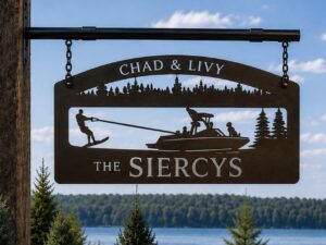 Metal SKI BOAT sign, ski boat water skiing sign, wakeboard boat sign