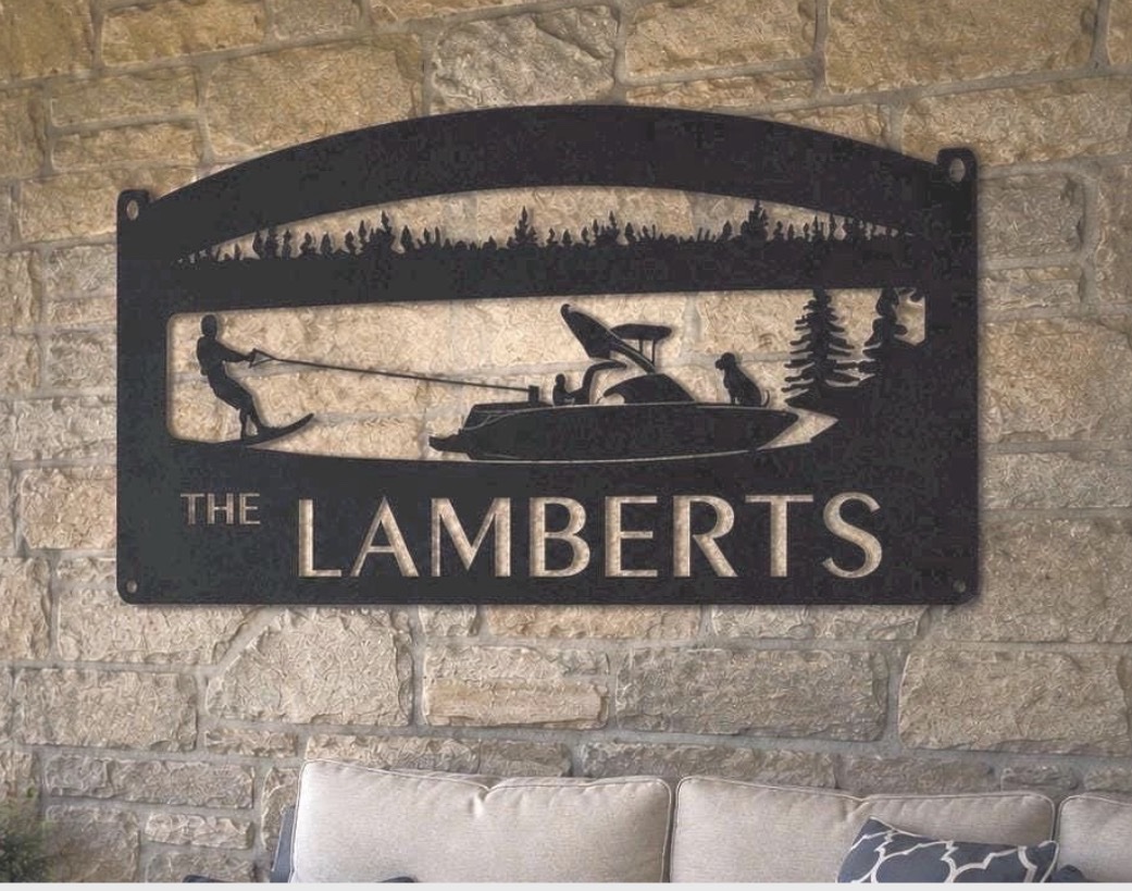 Metal SKI BOAT sign, ski boat water skiing sign, wakeboard boat sign - Image 3