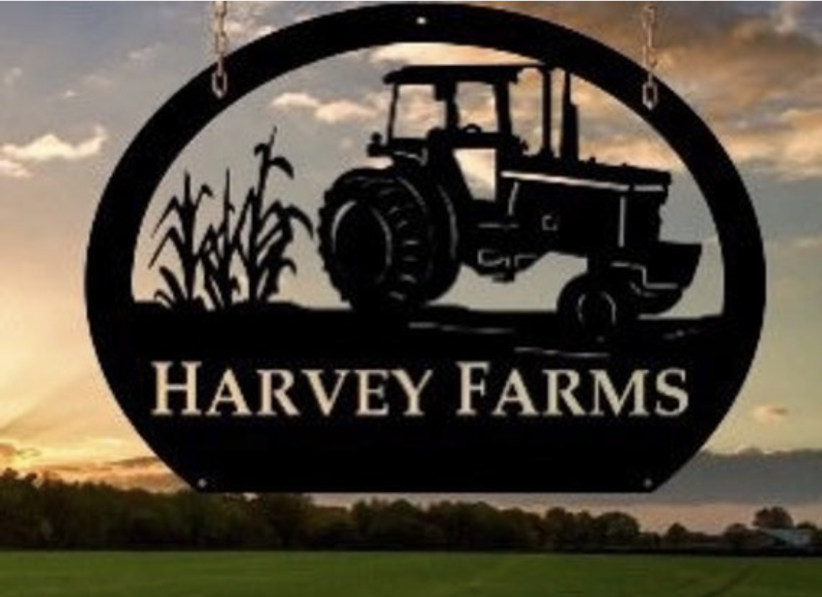Metal sign, corn stalks, tractor CUSTOMIZED