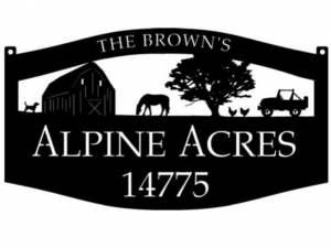 Metal Farm Sign barn HORSE JEEP chickens sign customized with your name