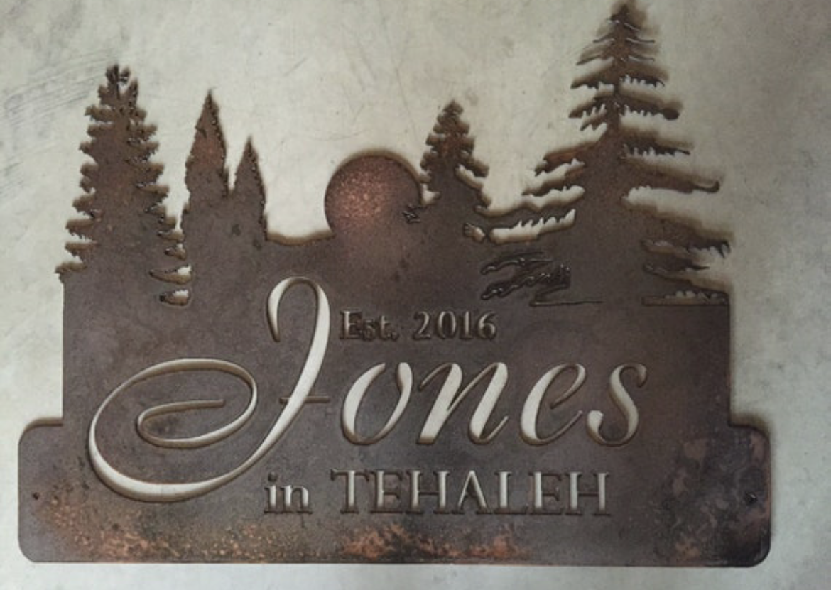METAL EVERGREEN SIGN setting sun evergreen address with your name plaque house number - Image 8
