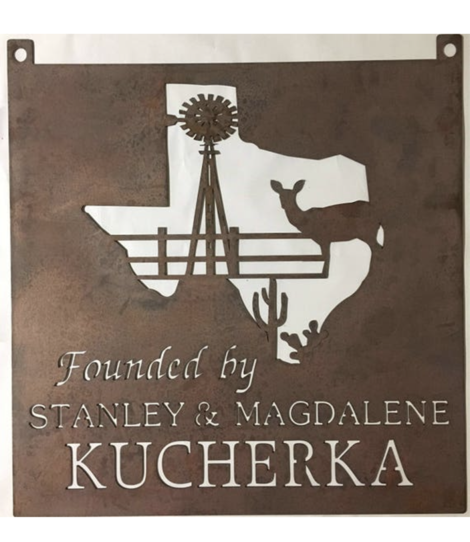 Custom metal sign with TEXAS SCENE