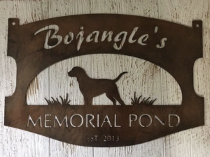 Metal DOG Sign  personalized with  LAB dog silhouette or golden retriever