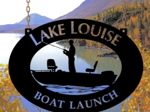 Metal Fisherman in Boat sign, fishing boat sign