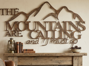 The MOUNTAINS are Calling and I MUST GO metal art