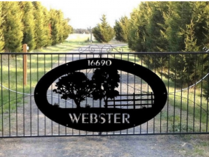 Large Metal Sign with oak tree fence customized with your name