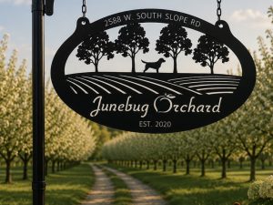 Metal Orchard Sign, peach orchard sign, Apple Orchard sign