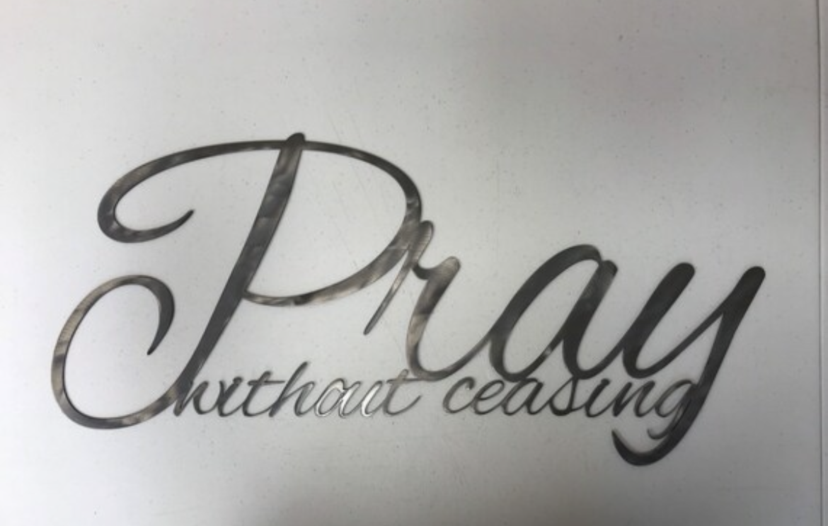 PRAY WITHOUT CEASING metal wall words - Image 5