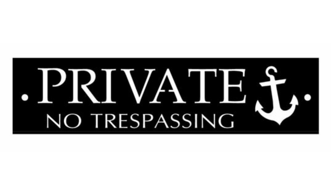 Metal PRIVATE DOCK sign in powder coat