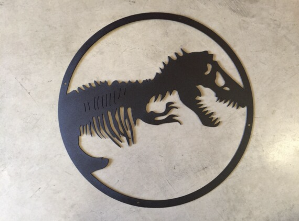 Metal Dino Skeleton in circle, Metal DINOSAUR with your name - Image 3