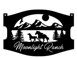 Metal sign Horses running mountains sign