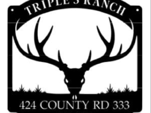 Triple 3 Ranch sign in bronze finish