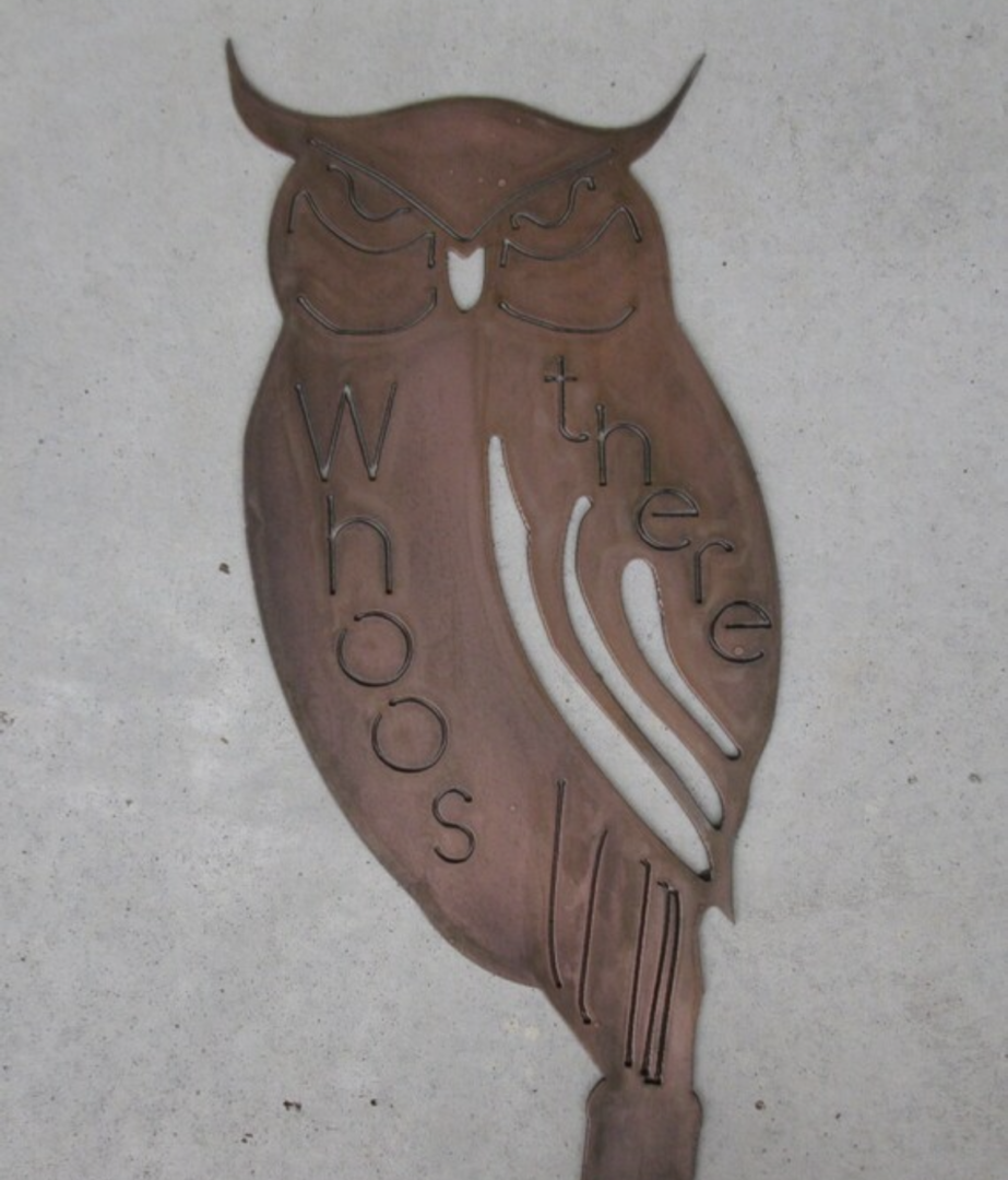 Whoos there,Metal owl on stake , HALLOWEEN Landscape,sign - Image 2